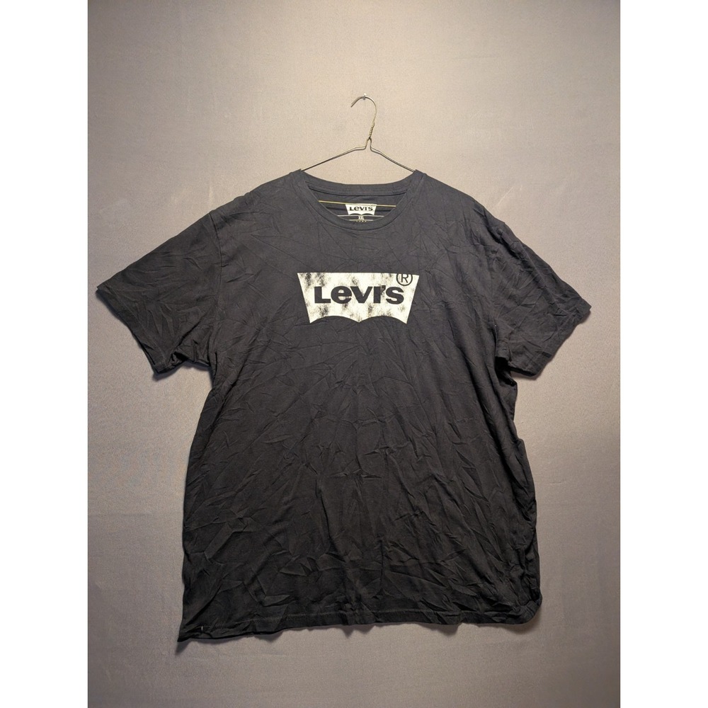 Levi's T Shirt Mens 2XL Black Batwing Logo Graphic Short Sleeve Crew Neck Casual
